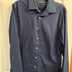 Banana Republic Dark Blue Button Down Shirt with Dots